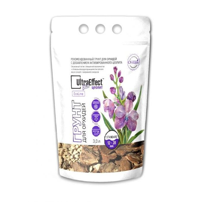 Грунт для орхидей UltraEffect Plus EcoLine c Цеолитом Standard 12-28mm 3,0 литра
